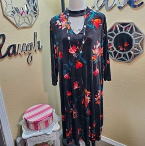 Boutique+ Velour Floral Print Dress sz 2x